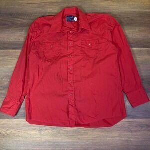 Wrangler X-Long Tails Western Shirt Mens 17 1/2-35 Red